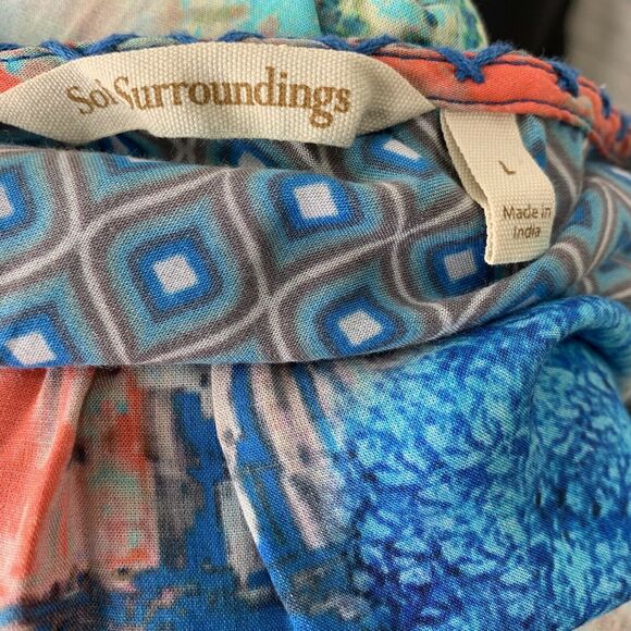 Soft Surroundings Riviera Top Women's Large Watercolor Abstract Art Boho A11 - Picture 2 of 6